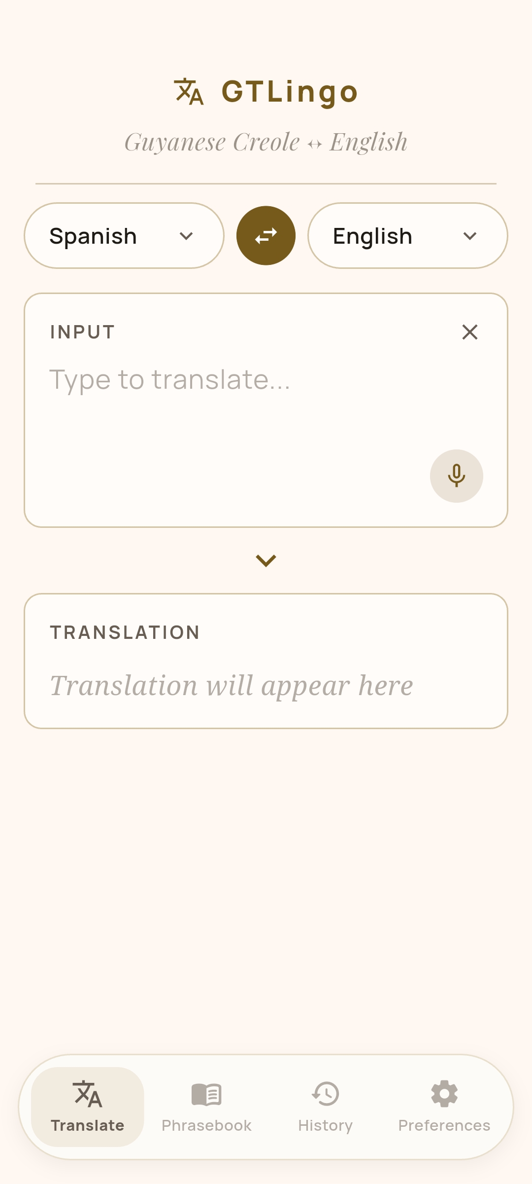 6. Main Translator Screen